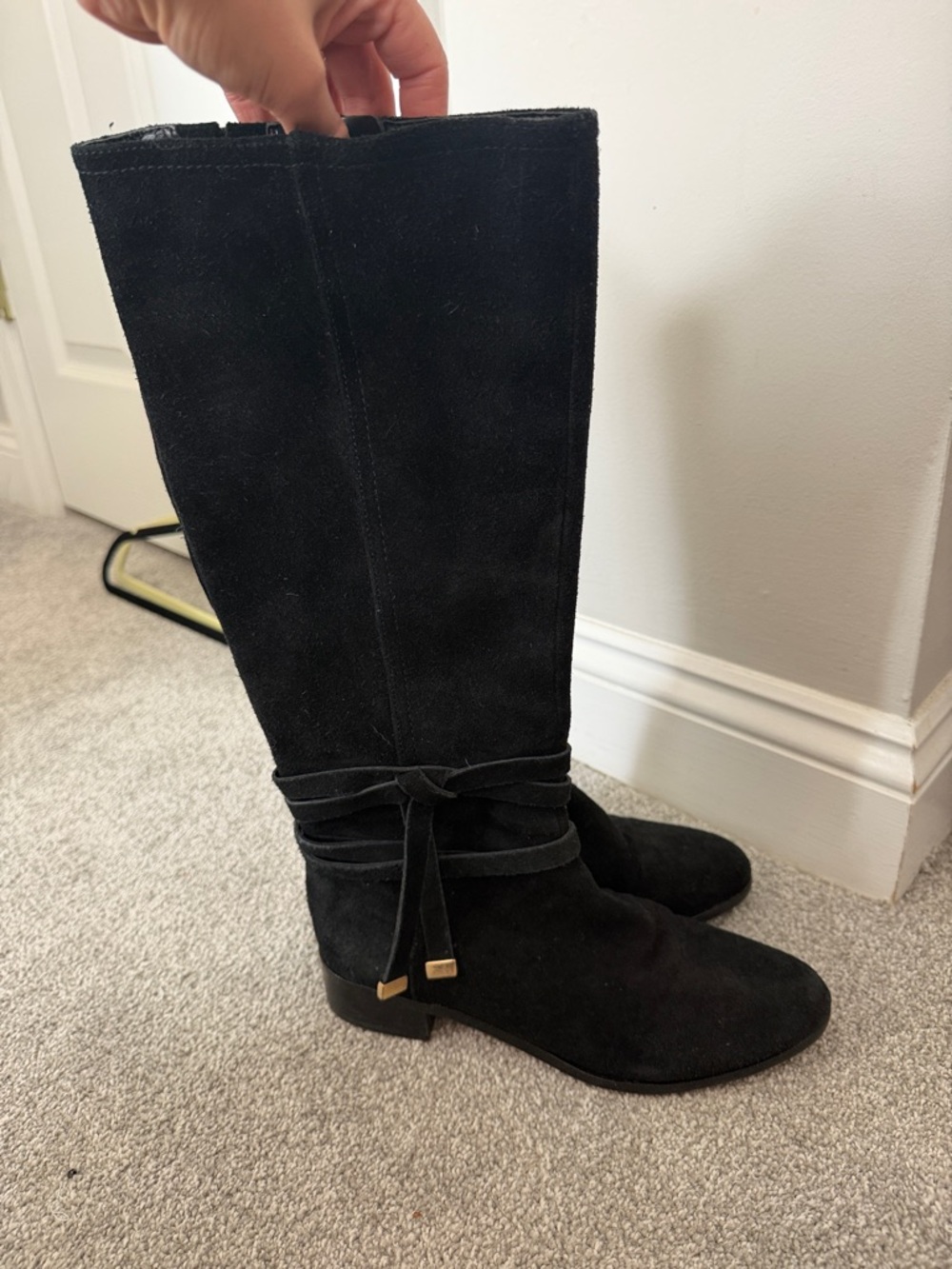 Black Suede Knee-High Women's Boots